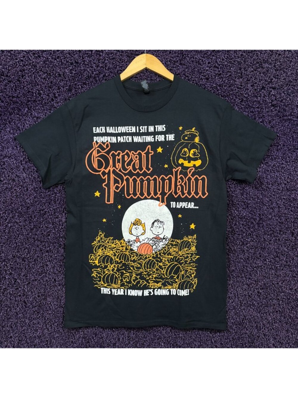 Peanuts The Great Pumpkin Double Sided Fall T-Shirt Size Medium